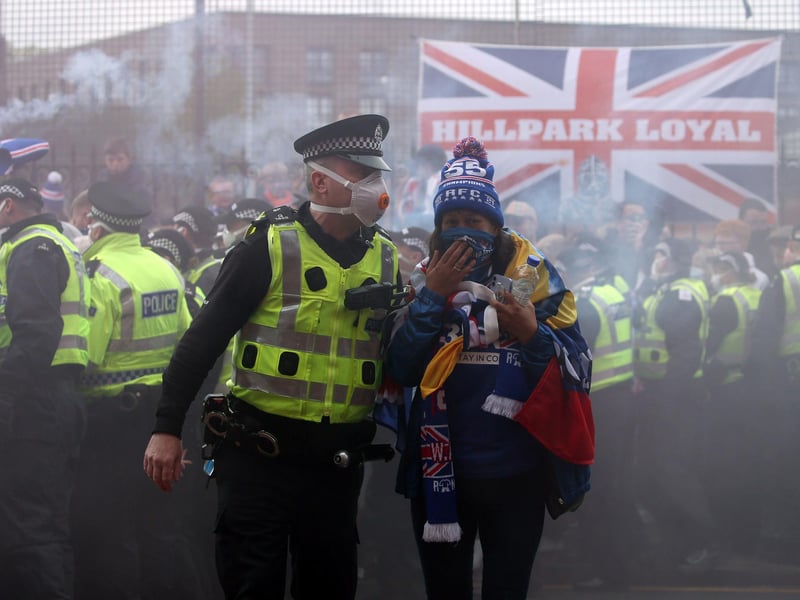 Fans are know to have travelled from afar to mark trophy day with some arriving from Belfast last night and this morning. Picture: Andrew Milligan/PA