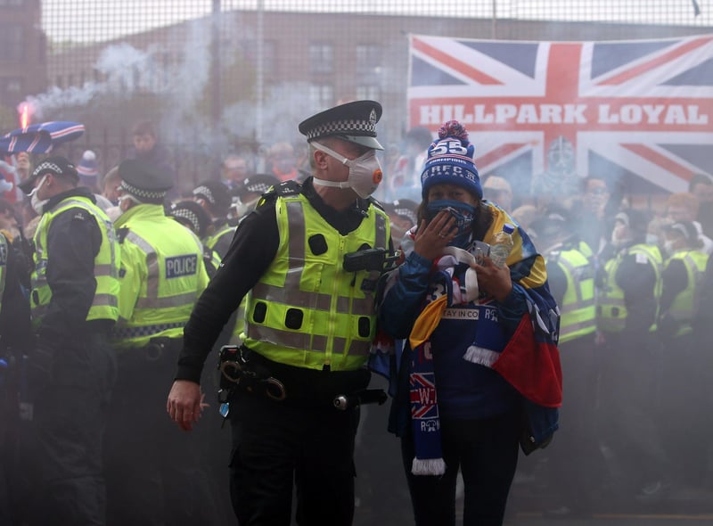 Fans are know to have travelled from afar to mark trophy day with some arriving from Belfast last night and this morning. Picture: Andrew Milligan/PA