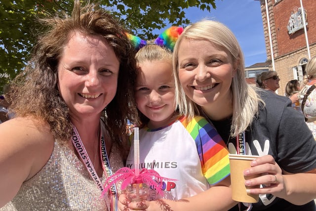 Organisers Crystal and Katie Lucas with daughter Esmé.