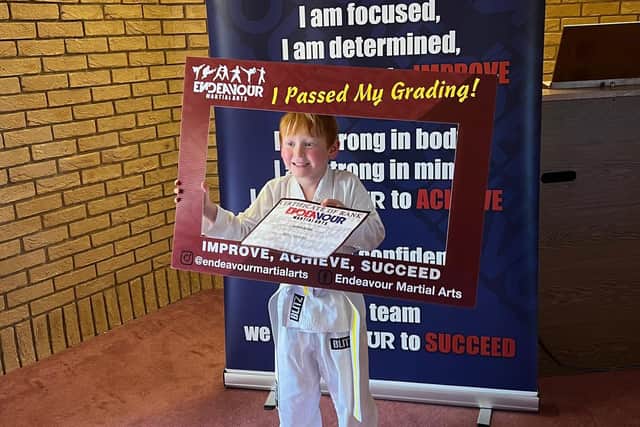 Six-year-old Matthew Holden passed his first grading recently.