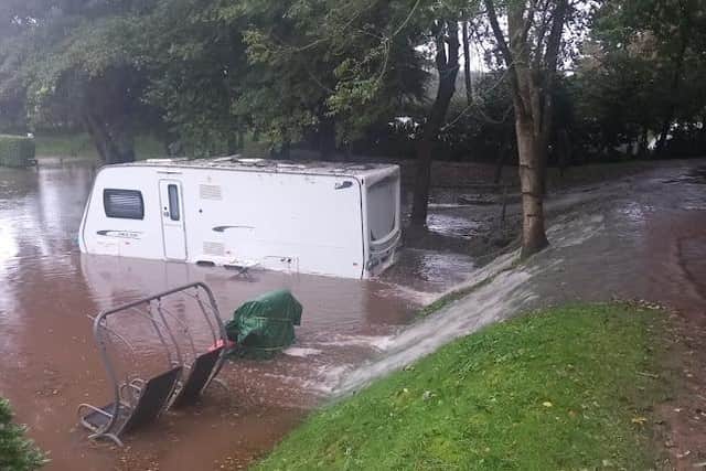 Another caravan flooded by the River Maun.