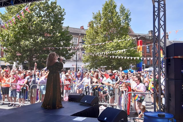 Worksop Pride took over the town on July 9. Pictured Beyonce Fierce on stage.