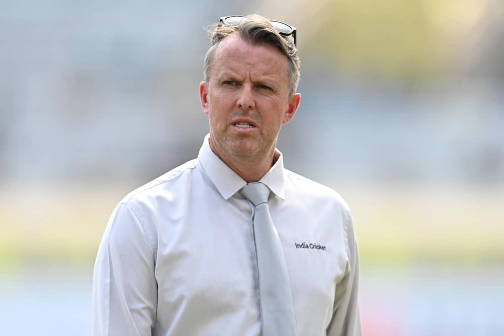 Former England cricketer and broadcaster Graeme Swann during day four of the 4th Test Match between India and England at JSCA International Stadium Complex on February 26, 2024 in Ranchi, India. (Photo by Gareth Copley/Getty Images)