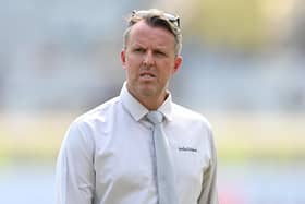 Former England cricketer and broadcaster Graeme Swann during day four of the 4th Test Match between India and England at JSCA International Stadium Complex on February 26, 2024 in Ranchi, India. (Photo by Gareth Copley/Getty Images)