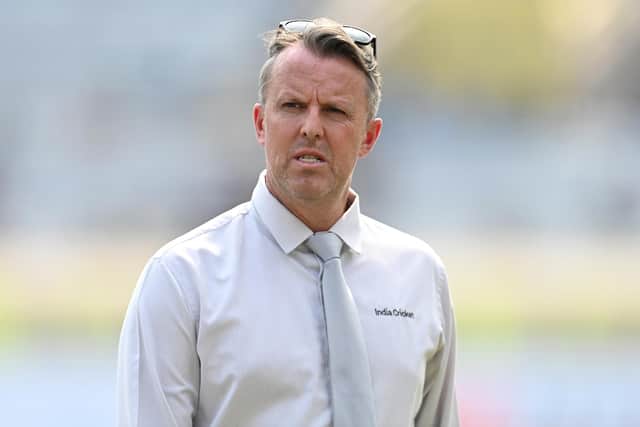 Former England cricketer and broadcaster Graeme Swann during day four of the 4th Test Match between India and England at JSCA International Stadium Complex on February 26, 2024 in Ranchi, India. (Photo by Gareth Copley/Getty Images)