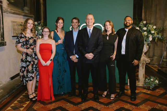 Worksop's Olivia Uttley joins Greencore early careers colleagues and CEO Dalton Philips at St Patrick's Cathedral.