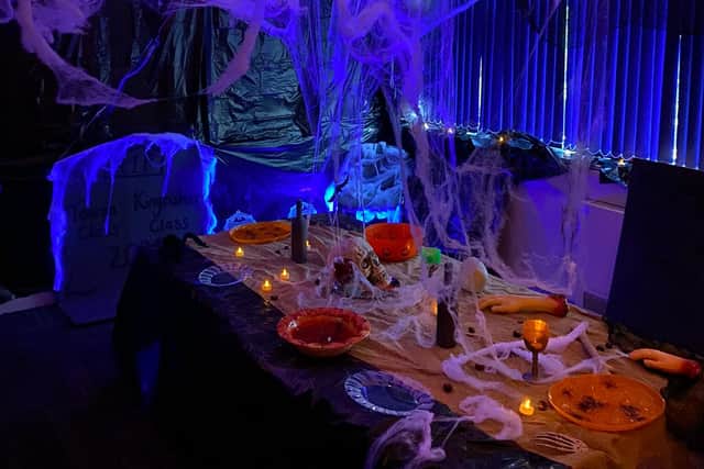 The Haunted Mansion was decorated in decorations to inspire the students.
