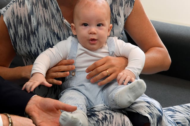 Archie Mountbatten-Windsor, son of Harry and Meghan, Duke and Duchess of Suffolk, and currently sixth in line to the British throne