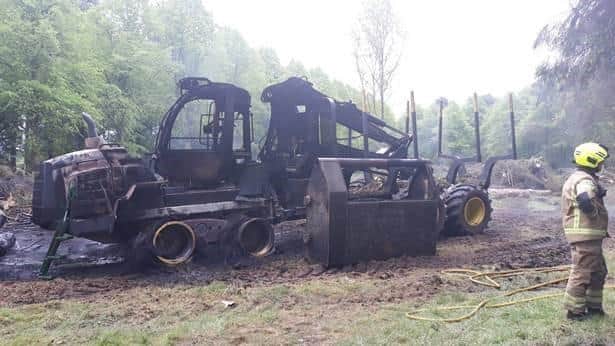 Four large batteries were stolen before the machines were deliberately set on fire – destroying them both.