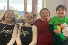 Sara Roberts and her three children Cordelia, 12; Sienna, 10; and Jareth, 5, at Bluebell Wood Children's Hospice.