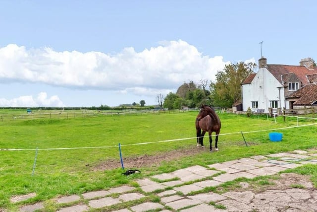 The property could be utilised as an equestrian centre. It boasts several stables, while an adjoining stretch of land includes a manege that the current owners of the cottage rent.