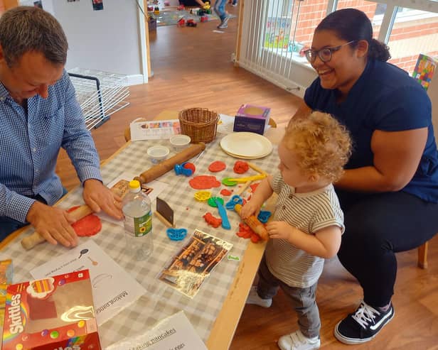 Brendan Clarke-Smith enjoyed his visit to Busy Bees nursery in Celtic Point, Worksop.