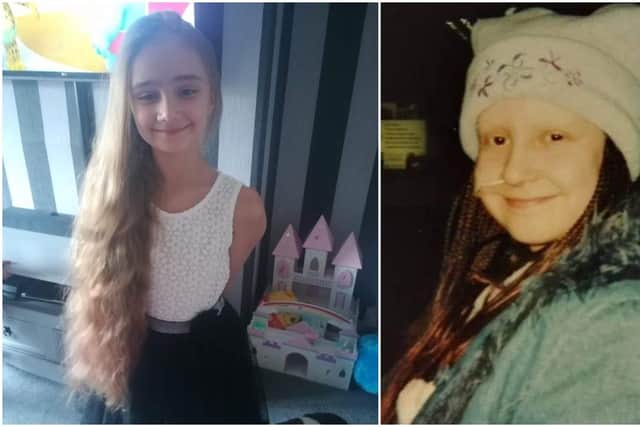Alissia Cook, nine (Left), was inspired to raise money for The Little Princess Trust after hearing about how the charity supported her mum Sheryl (Right) when she was diagnosed with a rare bone cancer at just 11-years-old.