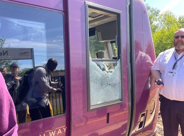 The train cab window was smashed when it was hit by an object in an incident scarily similar to the one shown in Sherwood