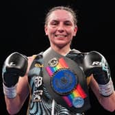 Nicola Hopewell with her Commonwealth belt. Photo by GBM Sports LJF Photography