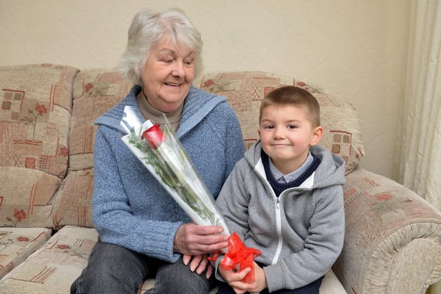 Guardian Rose presentation to Celia Hirst from Grandson Mason Hirst in 2016