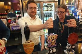 Alexander Stafford, MP for Rother Valley, worked the late night shit at The Queens Hotel Wheterspoons pub in Maltby on Saturday night.