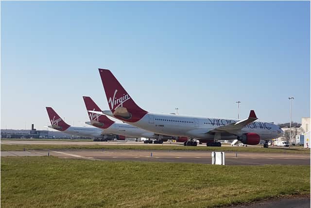 A number of Virgin Atlantic aircraft are currently being stored at Doncaster Airport.