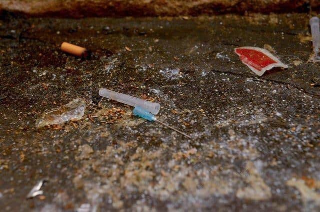 Residents have reported visible drug use has become a prominent issue in Worksop. Picture: drug paraphernalia on the steps of Priory Gatehouse, Worksop