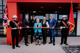 Officials at the opening of the new fire station at the Vesuvius development, off Sandy Lane in Worksop.