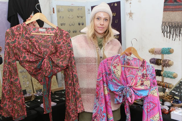 Ethical fashion seller Sally Bowsing displayed her beautiful goods.