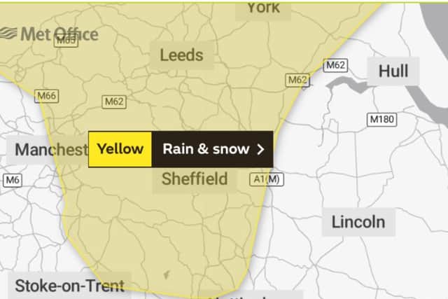 Met Office issues a Yellow warning for snow and rain