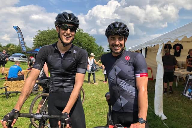 Mat Barrowcliffe and his brother, Craig (left), will both be cycling from home on Saturday, May 16.