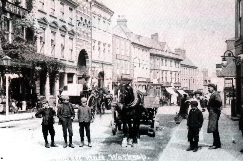 This image shows how Worksop Market Place looked in 1880.