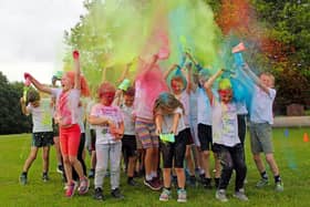 Children in the key worker bubble at Anston Greenlands Primary School took part in a special colour throw event