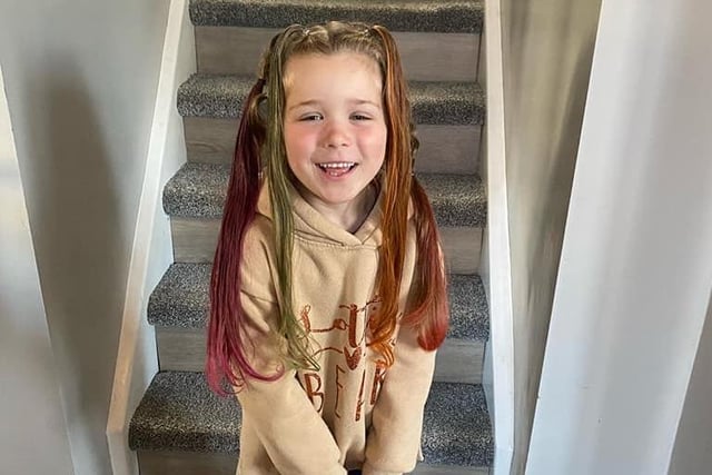 Five-year-old Lottie sported the wacky hair while raising money for Comic Relief.