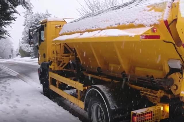A gritter in Worksop has got stuck in the snow while trying to make roads safe for drivers. Credit: Worksop News, Views & Chat Facebook group.