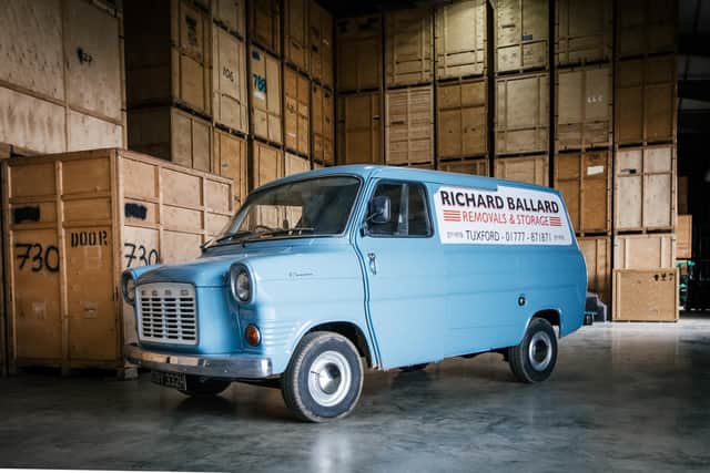 Original Ballards van in the Markham Moor storage unit, which contains 1,600 wooden crates.