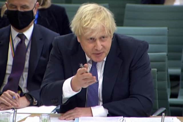 Boris Johnson answering questions at the Liaison Committee hearing.