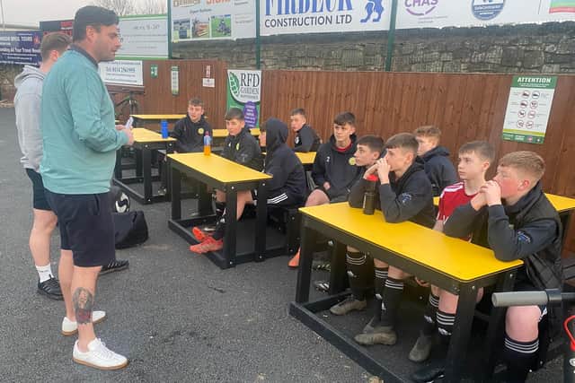 In Sam's Name leaders Richard Mchugh and Kurt Lewis joined Worksop Boys Club U14 Lions team to give a talk about breaking down the stigma around men's mental health.