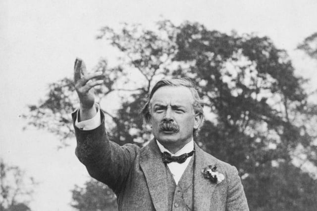 Welsh Liberal statesman David Lloyd George speaking at a meeting in Sutton-in-Ashfield in 1913.