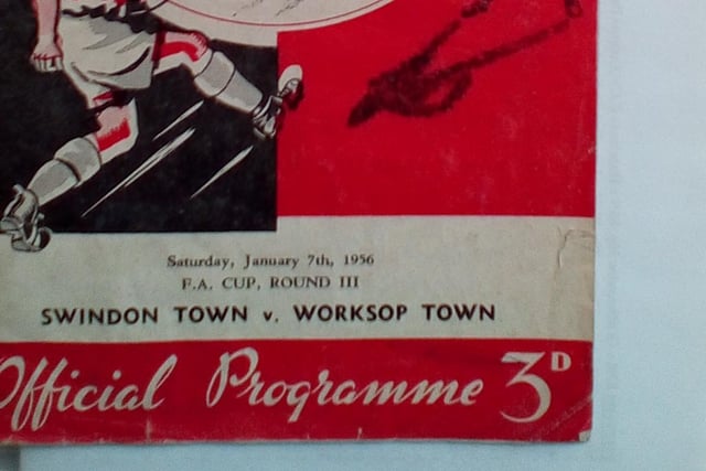 This programme is from Worksop Town's FA Cup trip to Swindon in the third round of the 1955/56 competition. Worksop put in a battling performance before being beaten 1-0.