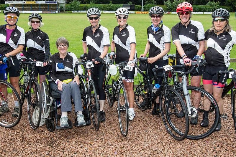 Some of the cyclists stopping off at Jedburgh during Doddie'5 Ride 2021 (Pic: Bill McBurnie)