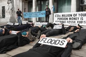 Extinction Rebellion demonstrators during their 'die-in' outside County Hall