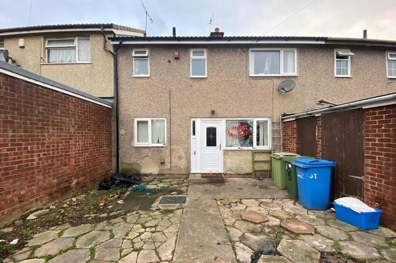 This terraced house is on sale with Burrell's with no upward chain. It has three similarly sized bedrooms and an enclosed garden.