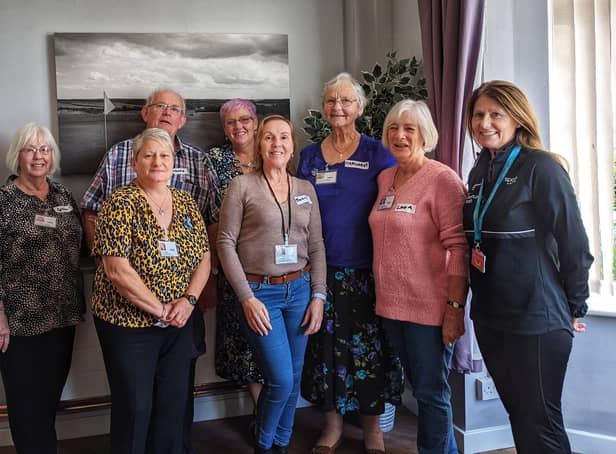 Dukeries Memory Group founders, Gail Tranter and John Ragsdale, pictured with volunteers and Angela Dainty from BPL, and Angela Gardener from BCVS.