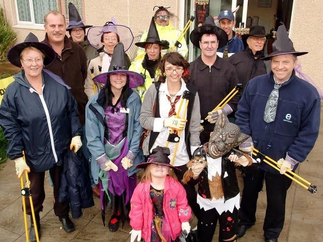A1 Community House take part in a Halloween litter pick. Picture includes: Isabella Feenan, Clive Fores (chair of Sandy Lane forum), Nicola Simpson (Community development), Doreen Farncombe (forum member), Sarah Farncombe, PCSO Beverley Drabble, PC Steve Bolstridge, David Potts, Scott Vaughan (volunteer), Amanda Needham (Community development officer), MP John Mann, Gage Smith, and Mia Isabella Smith