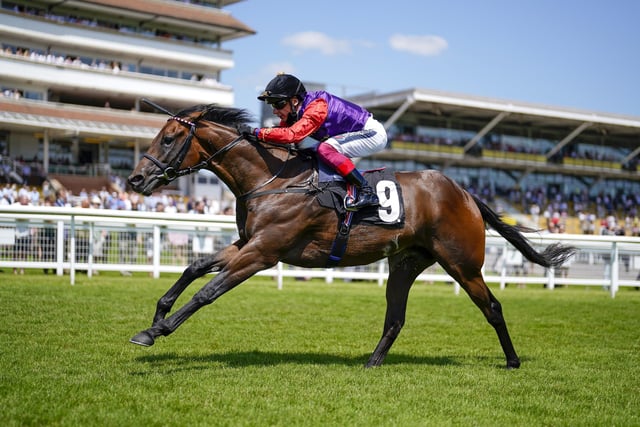 The Queen has owned 24 Royal Ascot winners down the years, and it would be fitting to celebrate another to mark her Platinum Jubilee. Perhaps her best chance is one-time Derby hope Reach For The Moon, another representative of the trainer/jockey John Gosden/Frankie Dettori combination, who goes for the Hampton Court Stakes on Thursday. (PHOTO BY: Alan Crowhurst/Getty Images)