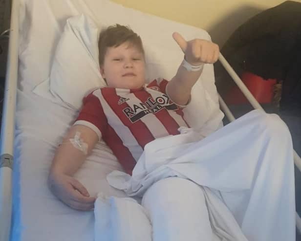 Sheffield United fan Cole Whitehead in hospital after breaking his leg in two places while playing for Clowne Comets in the North Derbyshire Youth Football League