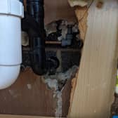 The rats have caused damage to the pipes, causing leaks in the kitchen. Credit: Michael Wheelhouse