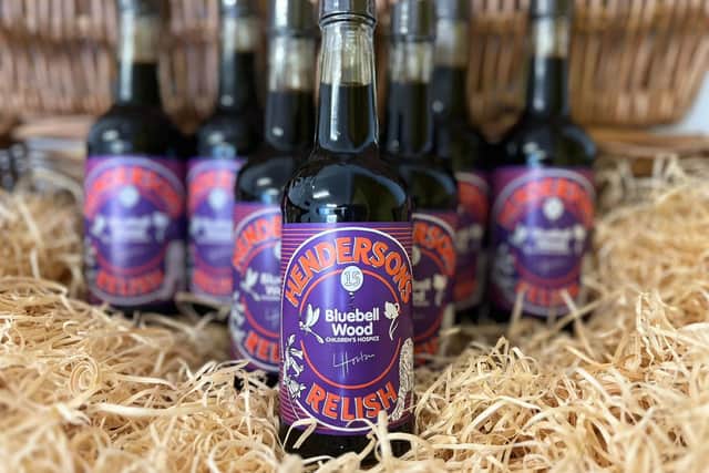 Henderson's Relish has created a special limited-edition purple bottle for Bluebell Wood. Photo: Other