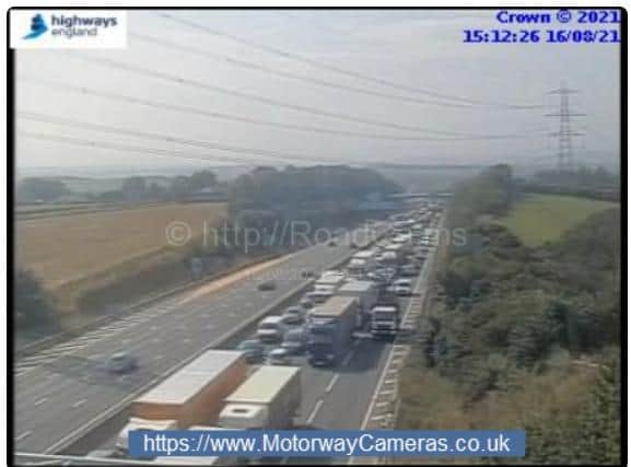 Congestion on the M1 between junction 33 and 31. (Picture: Highways England).