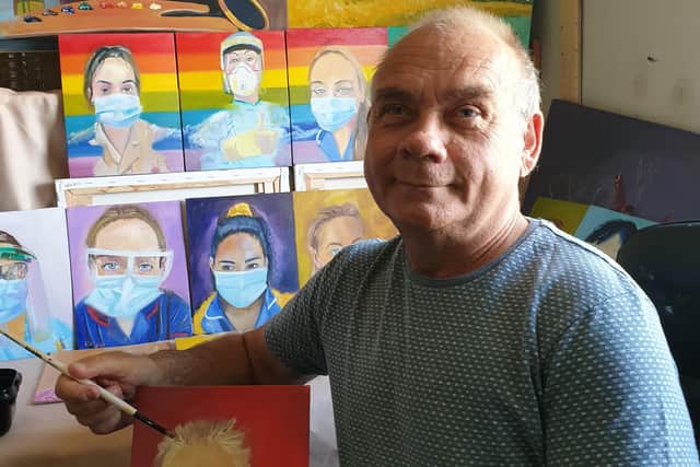 Maltby resident Mark Kelsall is painting portraits of NHS front line staff to keep busy while he is shielding from COVID-19.
