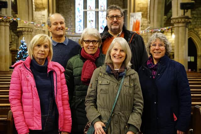 St John's Church has received funding to repair the church spire. Pictured: June Bacon (fundraiser), Jess Rudman (church warden), Phillip Kicks (church warden and project manager), Anne Shillitto (treasurer for the project), John Hodgkinson (chairman of the project), and Sue Dawson (delivery group).