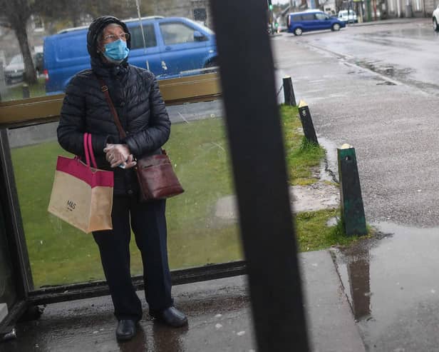 An elderly woman is seen wearing a face mask (Photo by Peter Summers/Getty Images)