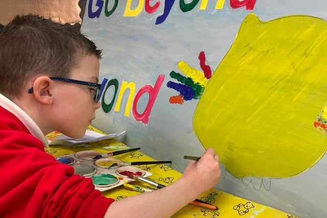 The trail will see 40 uniquely designed benches put on display across Worksop, Retford, Harworth and Tuxford for residents to find. Pictured is a pupil from Ranskill Primary School with his creation.